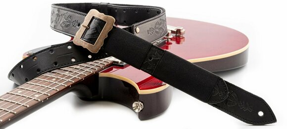 Leather guitar strap RightOnStraps Legend BM Bohemian Vegan Leather guitar strap Black - 10