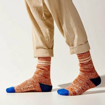 Fietssokken Sealskinz Thwaite Bamboo Mid Length Twisted Sock Orange/Blue/Cream S/M Fietssokken - 2