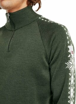 T-shirt/casaco com capuz para esqui Dale of Norway Geilo Mens Sweater Dark Green/Off White XL Ponte - 3