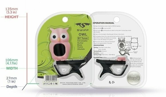 Clip-on tuner SWIFF Owl White - 5