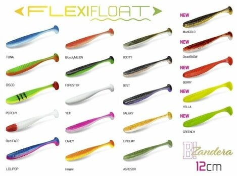 Gummiagn Delphin ZANDERA FlexiFLOAT UVs 5 pcs Mix-Yeti-Booty-Candy-Perchy-Forester 12 cm - 2