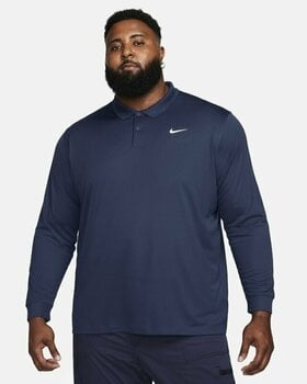 Polo Shirt Nike Dri-Fit Victory Solid Mens Long Sleeve Polo College Navy/White M - 5