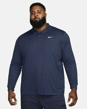 Polo-Shirt Nike Dri-Fit Victory Solid Mens Long Sleeve Polo College Navy/White L - 5