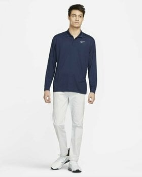 Koszulka Polo Nike Dri-Fit Victory Solid Mens Long Sleeve Polo College Navy/White XL - 4
