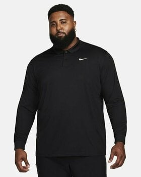 Polo Shirt Nike Dri-Fit Victory Solid Mens Long Sleeve Polo Black/White M - 5