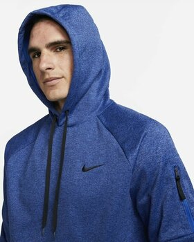 Fitness Sweatshirt Nike Therma-FIT Hooded Mens Pullover Blue Void/ Game Royal/Heather/Black M Fitness Sweatshirt - 9