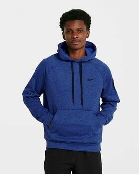 Fitness Sweatshirt Nike Therma-FIT Hooded Mens Pullover Blue Void/ Game Royal/Heather/Black L Fitness Sweatshirt - 8
