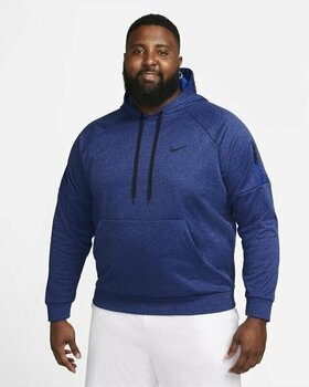 Fitness-sweatshirt Nike Therma-FIT Hooded Mens Pullover Blue Void/ Game Royal/Heather/Black L Fitness-sweatshirt - 14