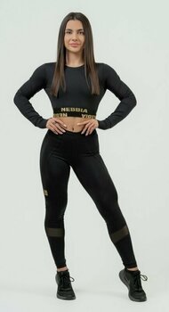 Fitness T-Shirt Nebbia Long Sleeve Crop Top INTENSE Perform Black/Gold XS Fitness T-Shirt - 3