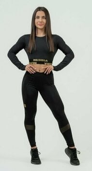 Fitness tričko Nebbia Long Sleeve Crop Top INTENSE Perform Black/Gold M Fitness tričko - 3