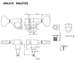 Mechanik für Gitarre Gotoh SGL510Z L3 P3 Gold Mechanik für Gitarre - 1