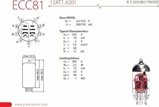 Lampes pour amplificateurs JJ Electronic ECC81/12AT7 Gold Pin - 2