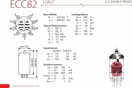 Lampes pour amplificateurs JJ Electronic ECC82/12AU7 Gold Pin - 2
