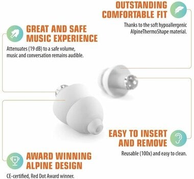 Tapones para los oídos Alpine PartyPlug Transparent Transparente Tapones para los oídos - 5