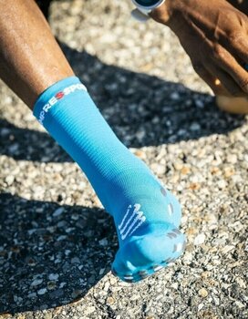 Løbestrømper Compressport Pro Racing Socks v4.0 Run High Mosaic Blue/Magnet T2 Løbestrømper - 3