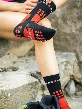 Meias de corrida Compressport Hiking Socks Black/Red/White T1 Meias de corrida - 3