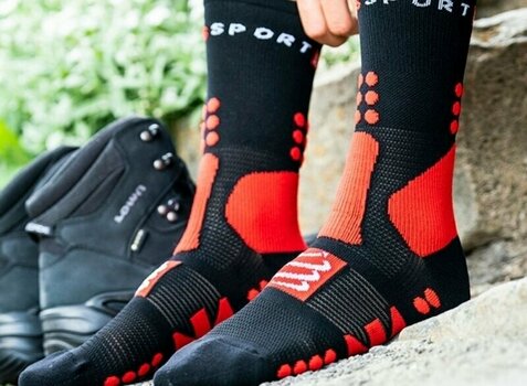 Meias de corrida Compressport Hiking Socks Black/Red/White T1 Meias de corrida - 5