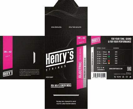 Sähkökitaran kielet Henry's Nickel Wound Premium 09-42 - 3