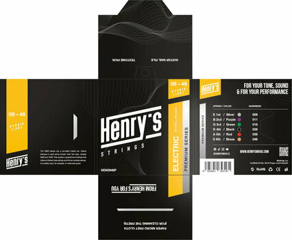Struny pre elektrickú gitaru Henry's Nickel Wound Premium 09-46 - 3