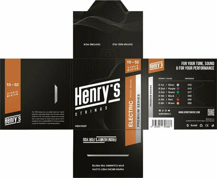 Struny pro elektrickou kytaru Henry's Nickel Wound Premium 10-52 - 3