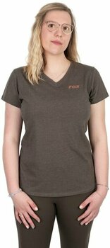 T-Shirt Fox T-Shirt Womens V-Neck T-Shirt Dusty Olive Marl/Mauve Fox M - 2