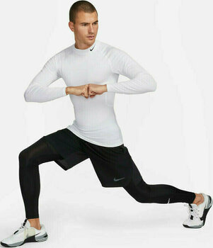 Träning T-shirt Nike Dri-Fit Fitness Mock-Neck Long-Sleeve Mens Top White/Black S Träning T-shirt - 7