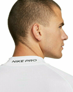 Fitness T-Shirt Nike Dri-Fit Fitness Mock-Neck Long-Sleeve Mens Top White/Black L Fitness T-Shirt - 4