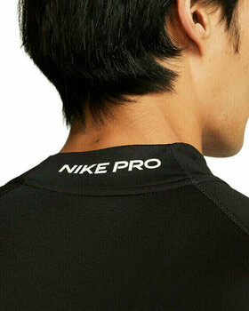 Fitness T-Shirt Nike Dri-Fit Fitness Mock-Neck Long-Sleeve Mens Top Black/White S Fitness T-Shirt - 4