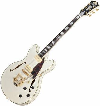 Halvakustisk gitarr D'Angelico Excel DC Shoreline (with Bigsby) Vintage White - 3