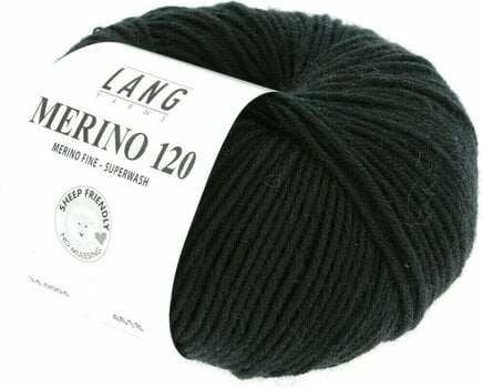 Fil à tricoter Lang Yarns Merino 120 0004 Black Fil à tricoter - 2