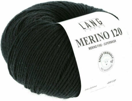 Fil à tricoter Lang Yarns Merino 120 0004 Black Fil à tricoter - 3