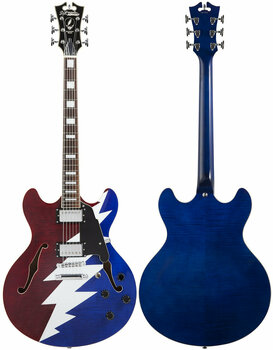 Semi-Acoustic Guitar D'Angelico Premier Grateful Dead DC Red, White, Blue - 3