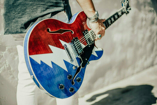 Semi-Acoustic Guitar D'Angelico Premier Grateful Dead DC Red, White, Blue - 4