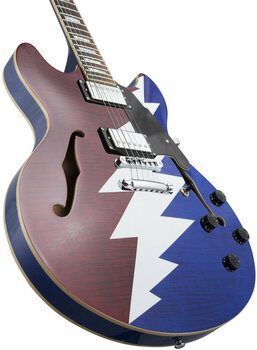 Semi-Acoustic Guitar D'Angelico Premier Grateful Dead DC Red, White, Blue - 5