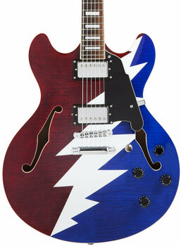 Semiakustická kytara D'Angelico Premier Grateful Dead DC Red, White, Blue - 6