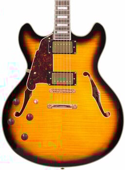 Guitare électrique pour gauchers D'Angelico Excel DC Stop-bar Lefty Vintage Sunburst - 4