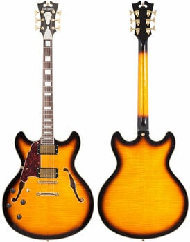 Guitare électrique pour gauchers D'Angelico Excel DC Stop-bar Lefty Vintage Sunburst - 5