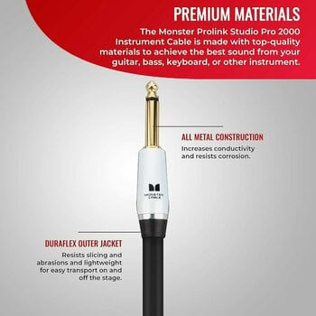 Câble pour instrument Monster Cable Prolink Studio Pro 2000 Blanc-Noir Droit - Droit - 2