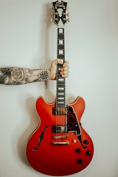 Semi-Acoustic Guitar D'Angelico Deluxe DC Stop-bar Matte Cherry - 6