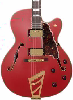 Halvakustisk gitarr D'Angelico Deluxe DH Matte Cherry Halvakustisk gitarr - 4