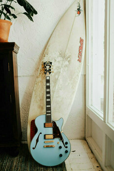 Halvakustisk guitar D'Angelico Deluxe SS Stop-bar Matte Powder Blue - 6