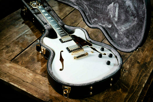 Gitara semi-akustyczna D'Angelico Excel DC Stop-bar White - 4