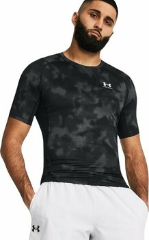 Фитнес тениска Under Armour UA HG Armour Printed Short Sleeve Black/White S Фитнес тениска - 3