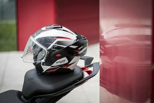 Helmet Nolan N120-1 Nightlife N-Com Flat Lava Grey Red/Silver/Black M Helmet - 37