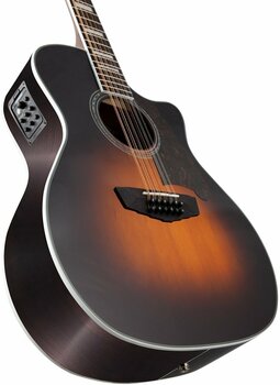 12-string Acoustic-electric Guitar D'Angelico Premier Fulton Vintage Sunburst - 5