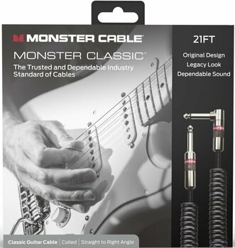 Instrument Cable Monster Cable Prolink Classic 21FT Coiled Instrument Cable Black 6,5 m Angled-Straight - 2