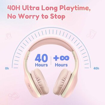 Słuchawki bezprzewodowe On-ear EarFun K2P kid headphones pink Pink - 7