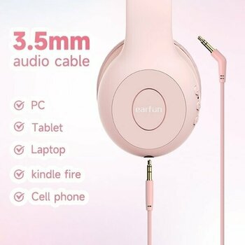 Bezdrátová sluchátka na uši EarFun K2P kid headphones pink Pink - 11