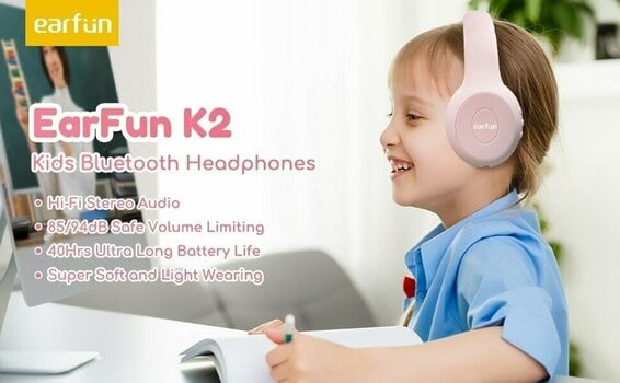 Słuchawki bezprzewodowe On-ear EarFun K2P kid headphones pink Pink - 21