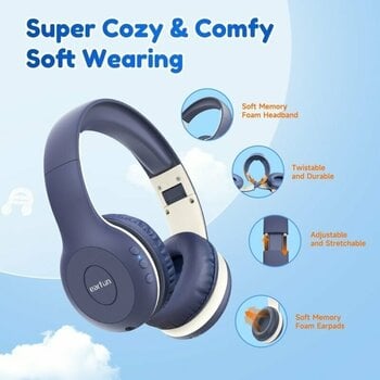 On-ear draadloze koptelefoon EarFun K2L kid headphones blue Blue - 6